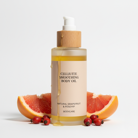 Olio Anticellulite su sfondo bianco