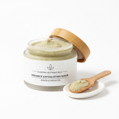 Scrub Viso Esfoliante su sfondo bianco