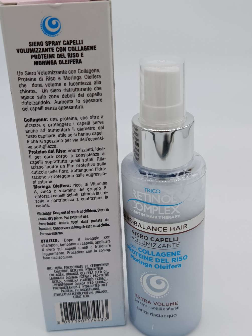 Siero capelli volumizzante con collagene proteine del riso e moringa oliefera