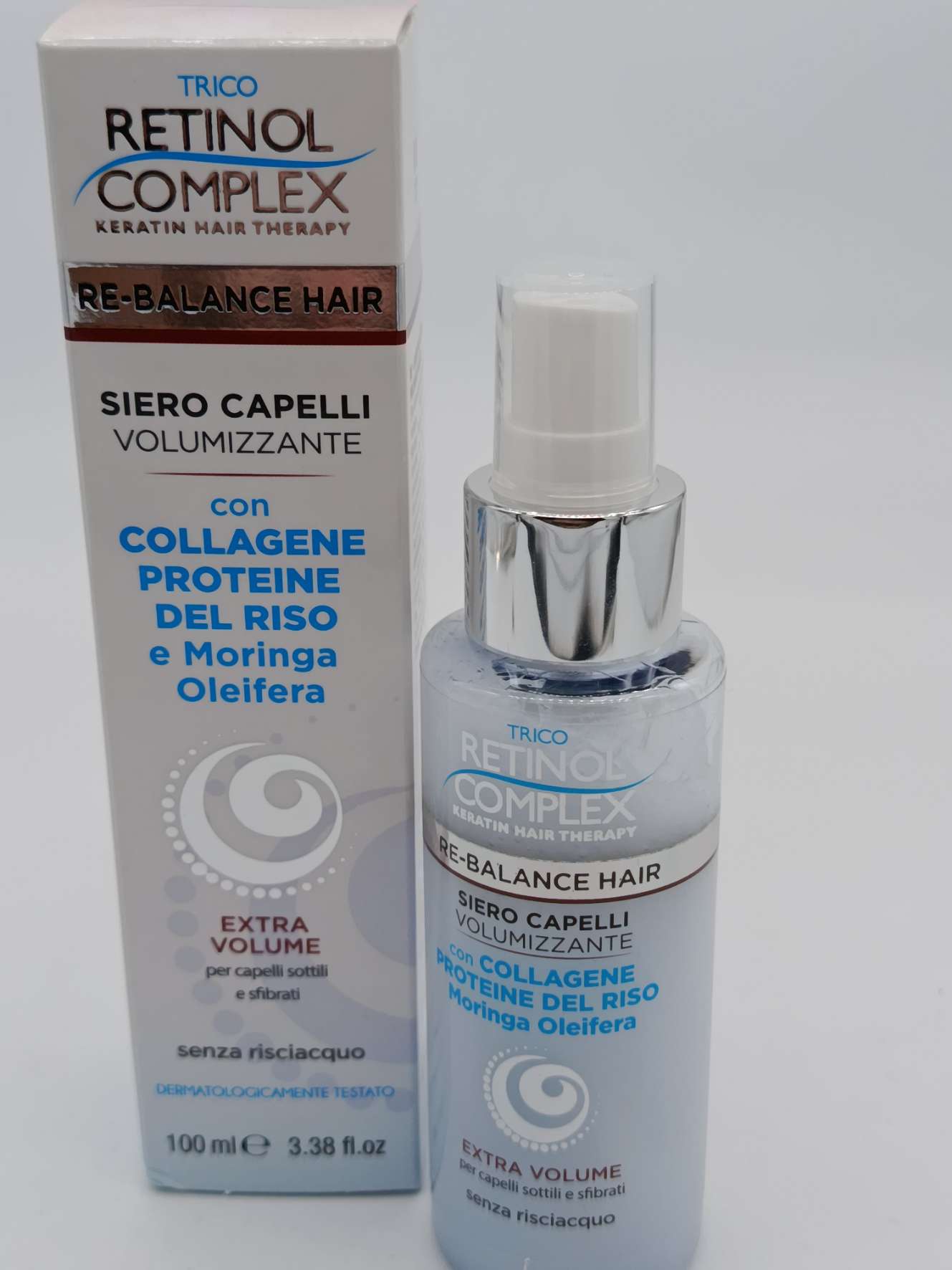 Siero capelli volumizzante con collagene proteine del riso e moringa oliefera