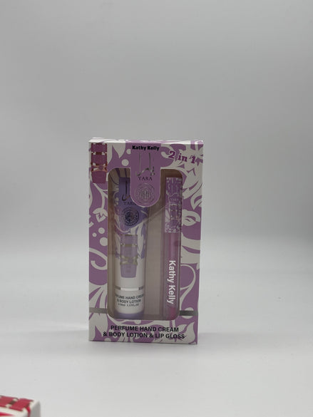 Il set mostrato in foto è il Kit Regalo 2 in 1 firmato Kathy Kelly, ispirato alla celebre fragranza araba Yara.