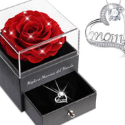 cofanetto regalo con rosa stabilizzata e collana
