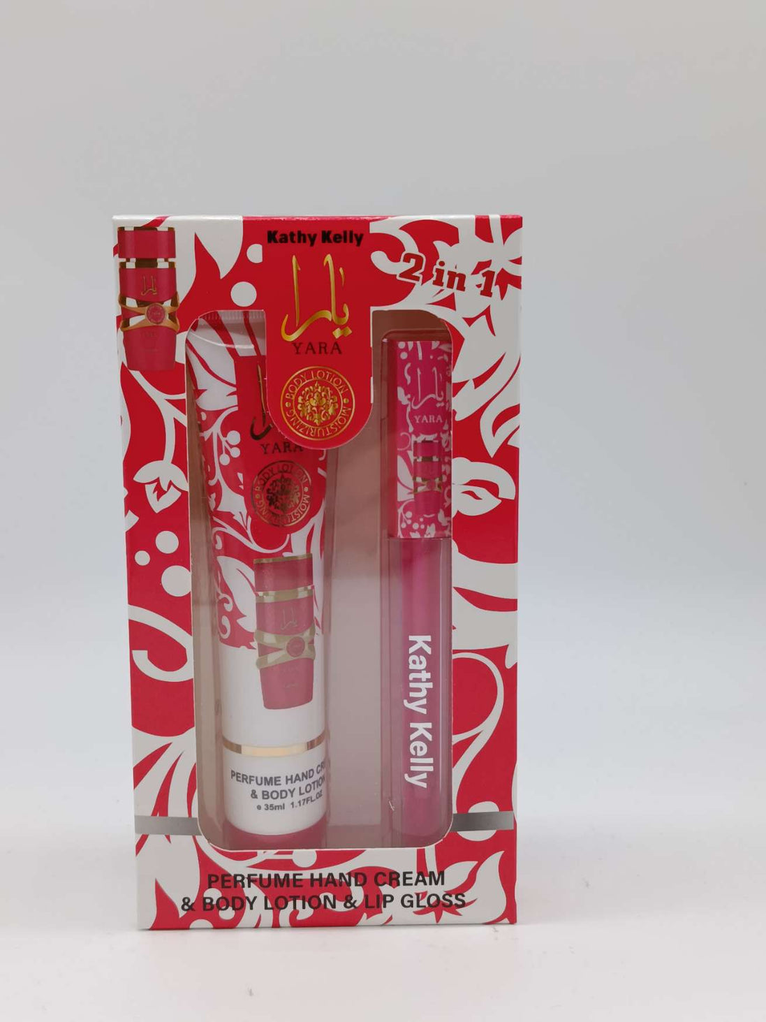 Il set mostrato nell'immagine è il "Yara 2-in-1 Beauty Set" firmato dal brand Kathy Kelly.