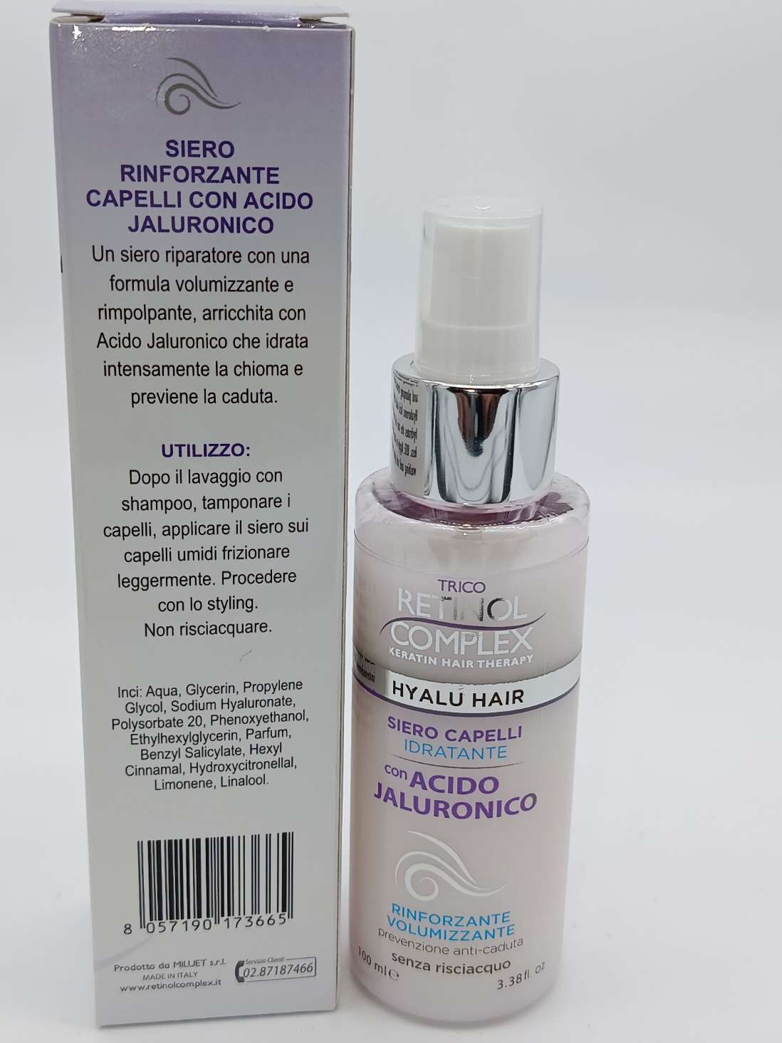 Retinol complex Siero per capelli idratante con acido Ialuronico